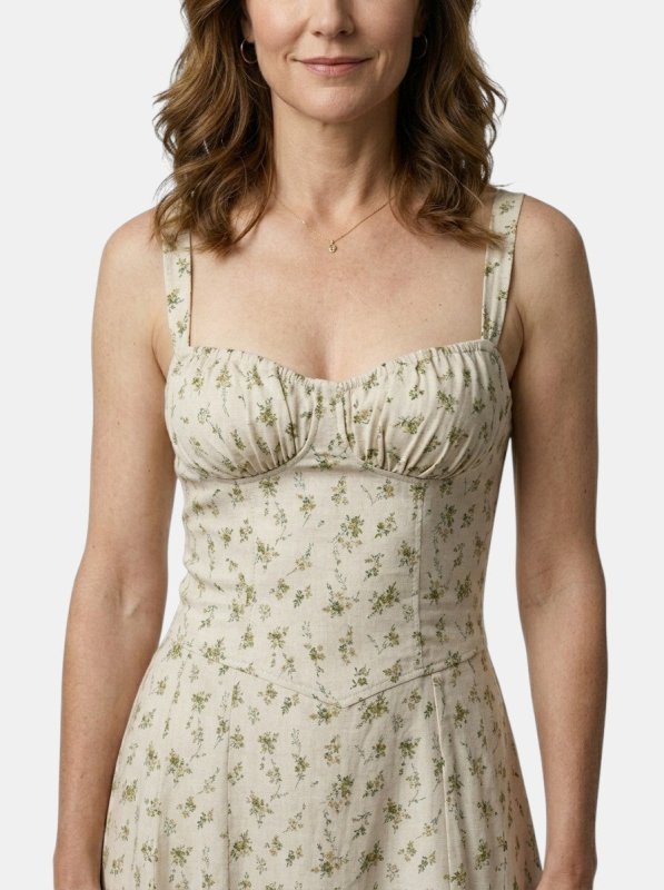 Women's Floral Midi Dress | Elegant Corset Summer Dress with Flowing Skirt - Velshara store
