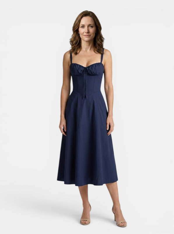 Women's Floral Midi Dress | Elegant Corset Summer Dress with Flowing Skirt - Velshara store