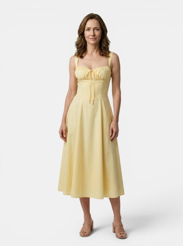 Women's Floral Midi Dress | Elegant Corset Summer Dress with Flowing Skirt - Velshara store