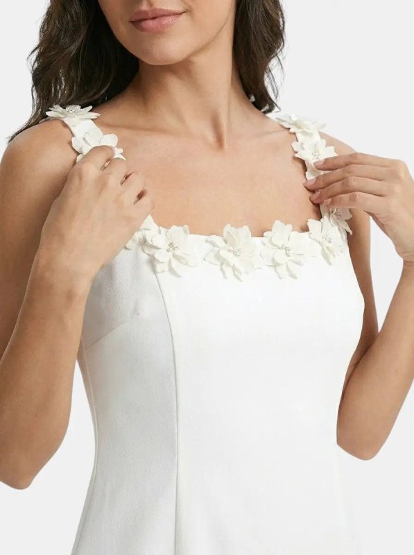 Women's Floral Mini Sheath Dress | Elegant Square Neck Summer Dress - Velshara store
