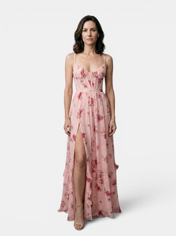 Women's Floral Print Maxi Dress | Elegant Flowing Summer Gown with Side Slit - Velshara store