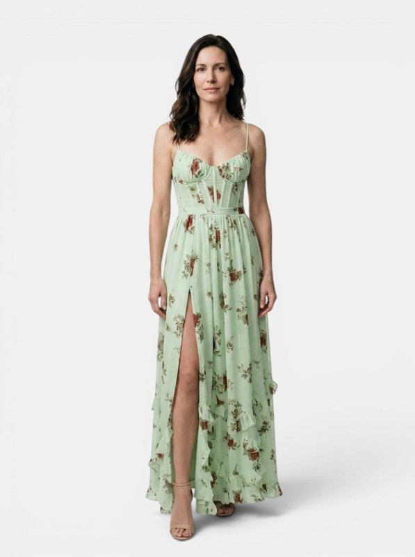 Women's Floral Print Maxi Dress | Elegant Flowing Summer Gown with Side Slit - Velshara store