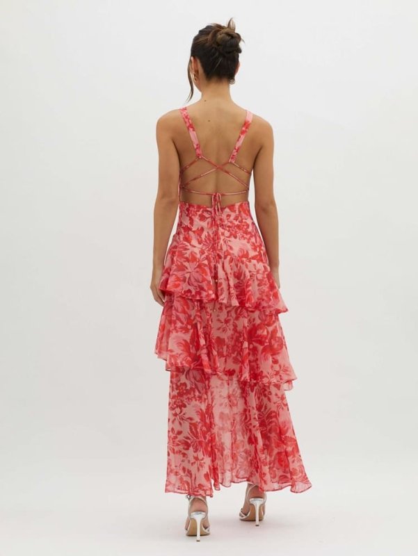 Women's Floral Print Maxi Dress | Flowing Tiered Summer Gown - Velshara store