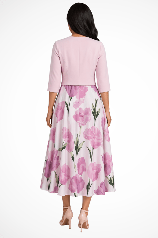 Women's Floral Print Maxi Dress Set | Elegant Flowing Summer Dress with Cropped Jacket - Velshara store