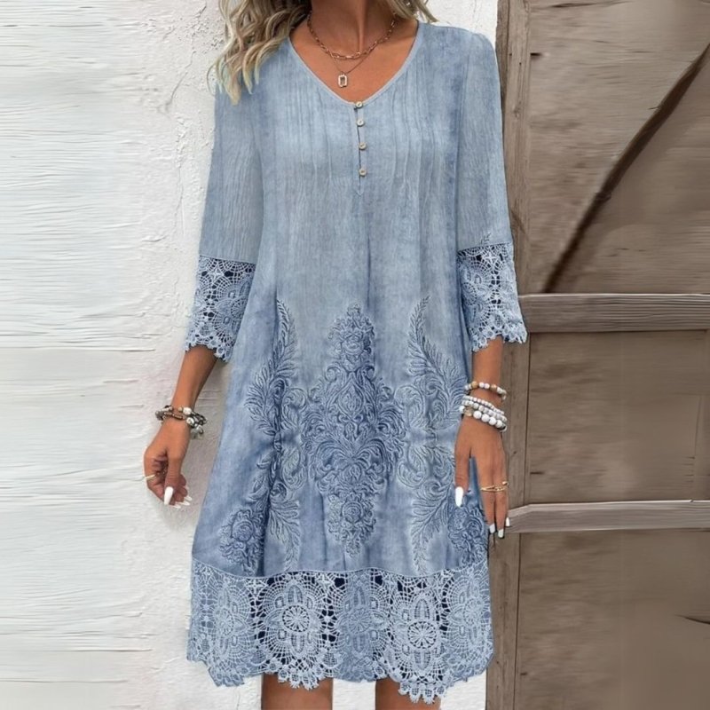 Women's Floral Print Midi Dress | Elegant Structured Summer Dress with Embroidered Accents - Velshara store