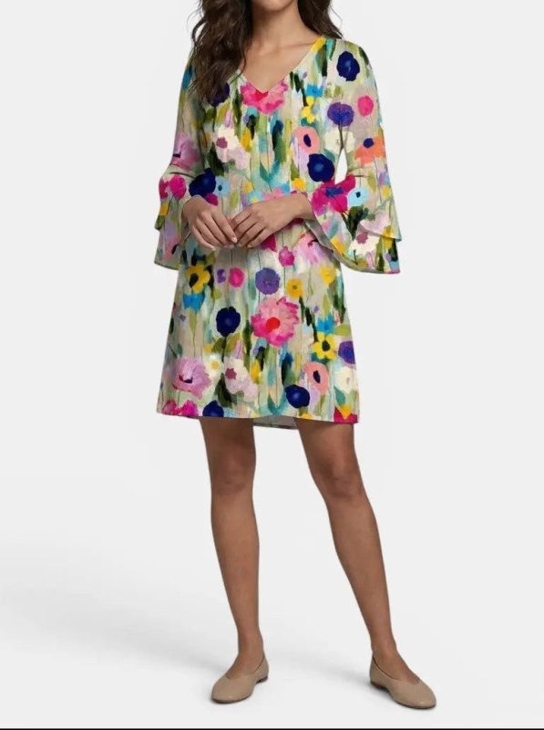 Women's Floral Print Mini Dress | Elegant V - Neck Summer Dress for Special Occasions - Velshara store