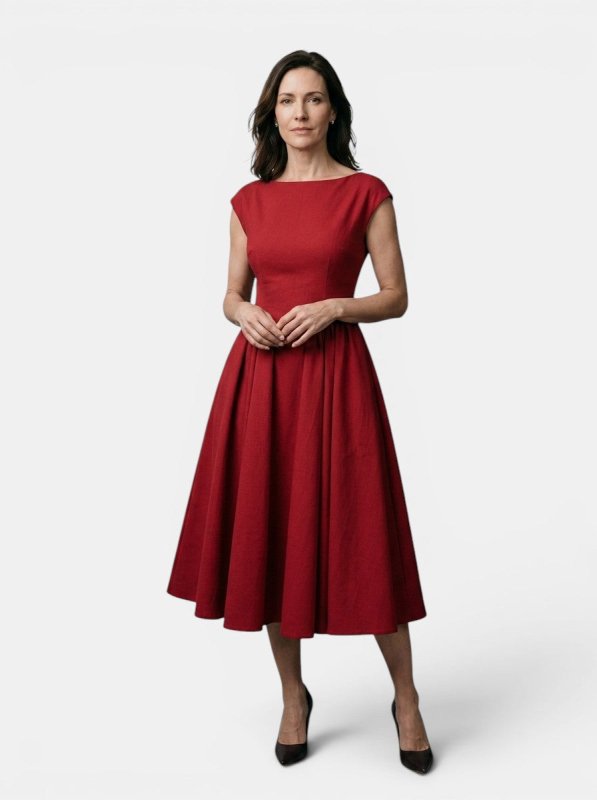 Women's Flowing Midi Dress | Elegant Cap Sleeve Fit and Flare Summer Dress - Velshara store
