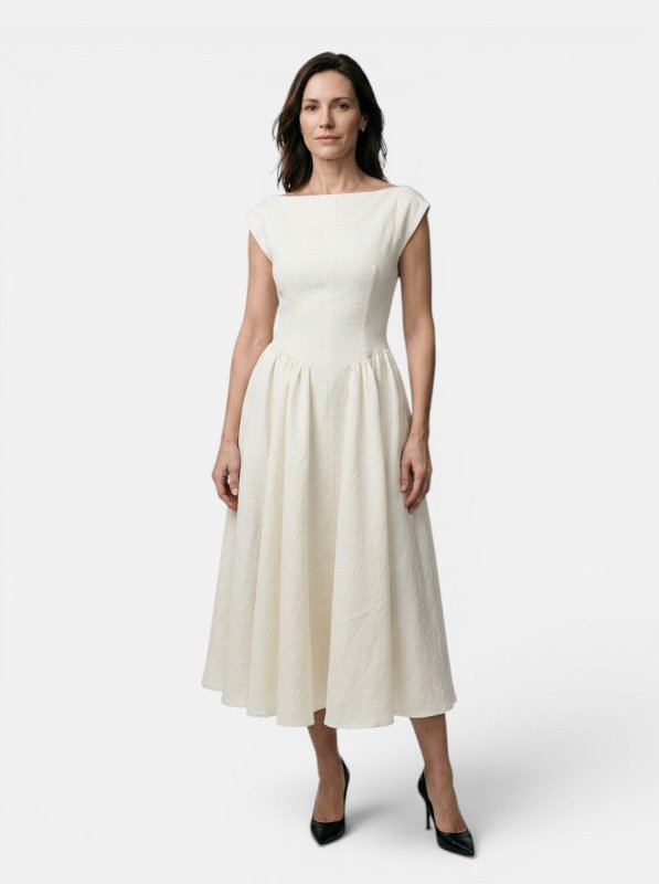 Women's Flowing Midi Dress | Elegant Cap Sleeve Fit and Flare Summer Dress - Velshara store