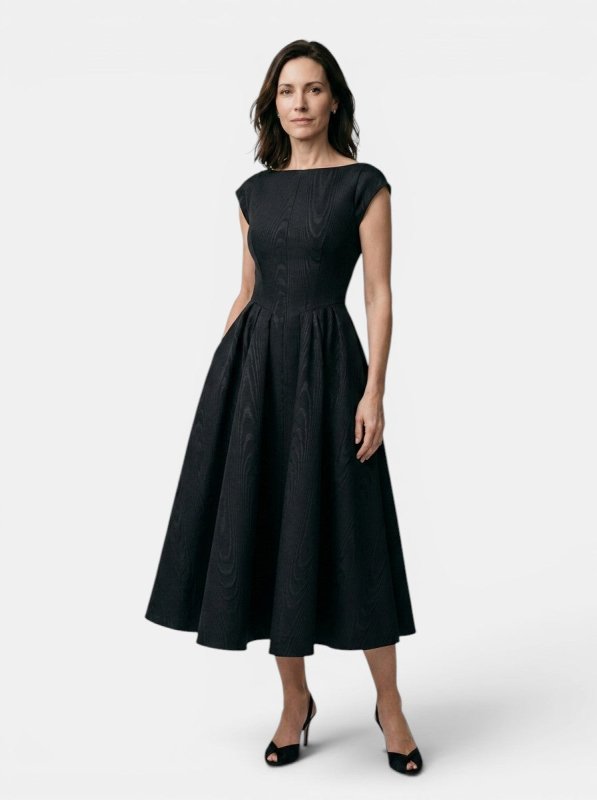 Women's Flowing Midi Dress | Elegant Cap Sleeve Fit and Flare Summer Dress - Velshara store
