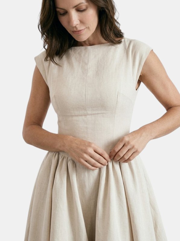 Women's Flowing Midi Dress | Elegant Cap Sleeve Fit and Flare Summer Dress - Velshara store