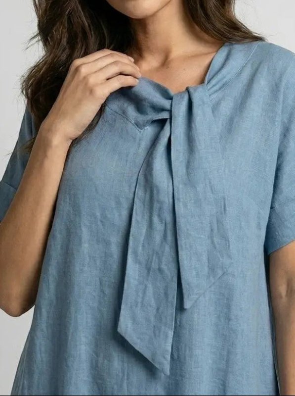 Women's Flowy Fabric Summer Dress | Elegant Chic Neck Tie Design with Pockets - Velshara store