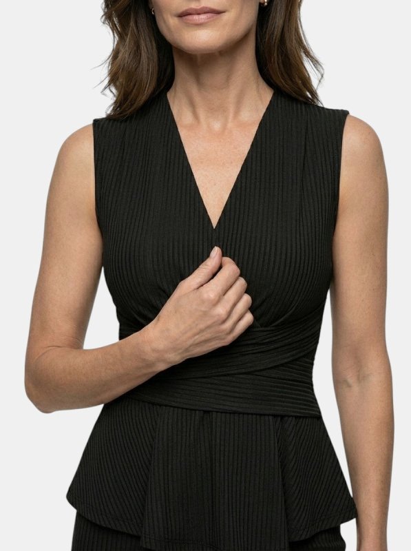 Women's Fluid Drape Wrap Top & Flared Trousers Set | Elegant Tailored Peplum Outfit - Velshara store