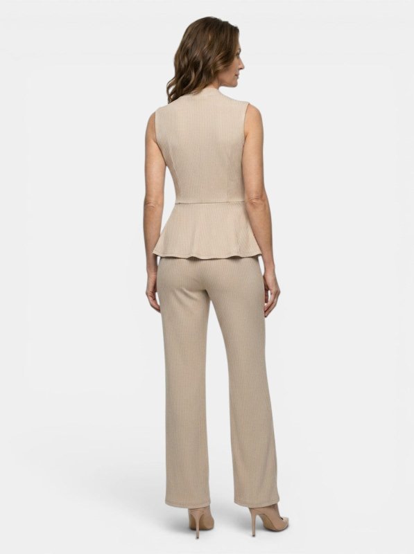 Women's Fluid Drape Wrap Top & Flared Trousers Set | Elegant Tailored Peplum Outfit - Velshara store