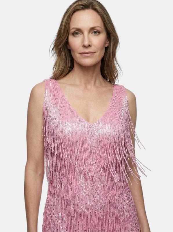 Women's Fringe Mini Dress | Vibrant V Neck Cocktail Dress - Velshara store