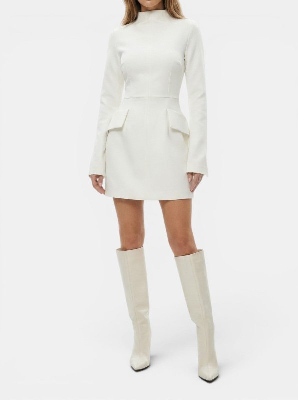 Women's High - Quality Fabric Mini Dress | Elegant Long Sleeve Cocktail Dress for Colder Months - Velshara store