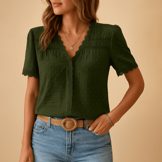 Women's Lace Long Sleeve Blouse | Elegant V - Neck Top for All Seasons - Velshara store