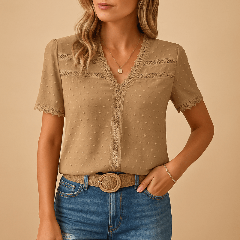 Women's Lace Long Sleeve Blouse | Elegant V - Neck Top for All Seasons - Velshara store