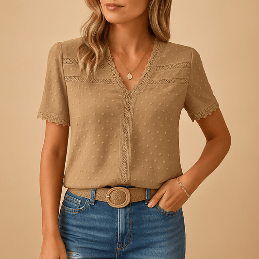 Women's Lace Long Sleeve Blouse | Elegant V - Neck Top for All Seasons - Velshara store