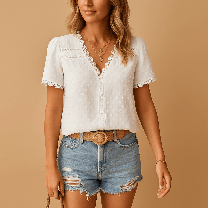 Women's Lace Long Sleeve Blouse | Elegant V - Neck Top for All Seasons - Velshara store