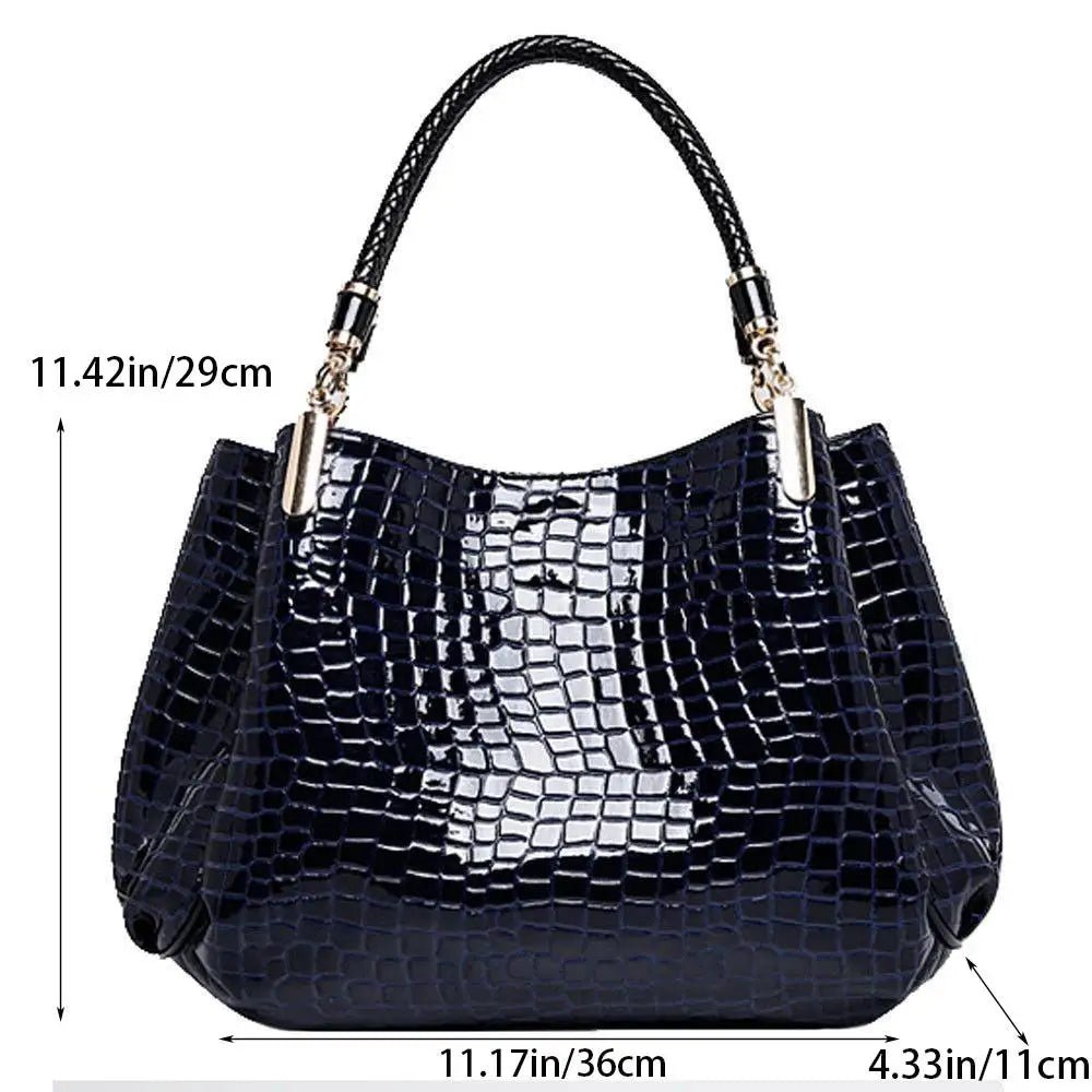 Women’s Large Capacity Tote Bag – Crocodile Print Shoulder Bag - Velshara store