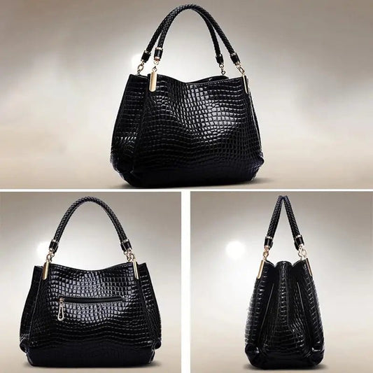 Women’s Large Capacity Tote Bag – Crocodile Print Shoulder Bag - Velshara store