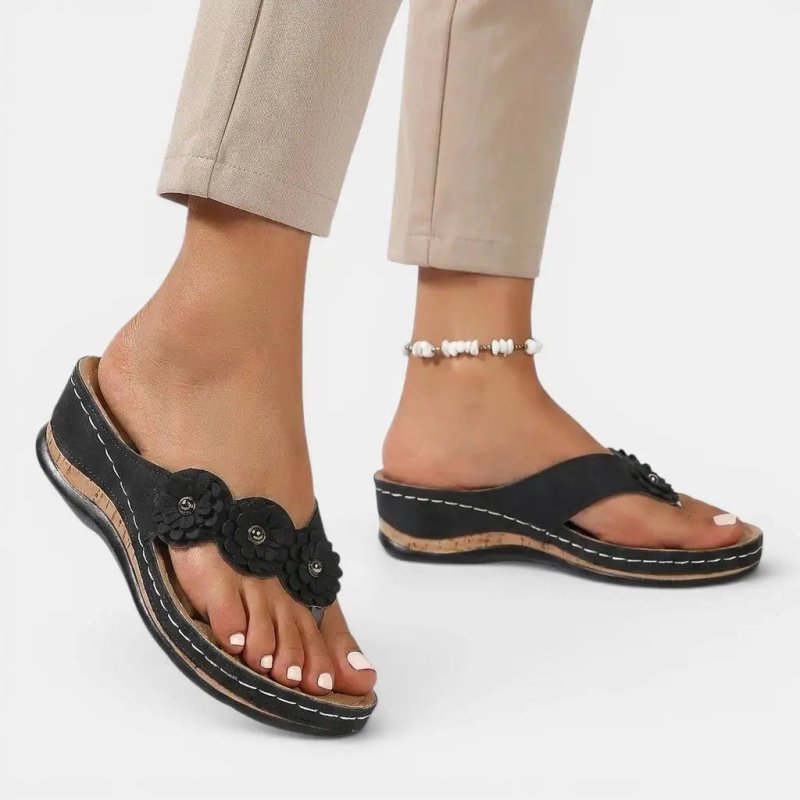 Women's Leather Slip - On Sandals | Elegant Orthopedic Comfort Footwear - Velshara store