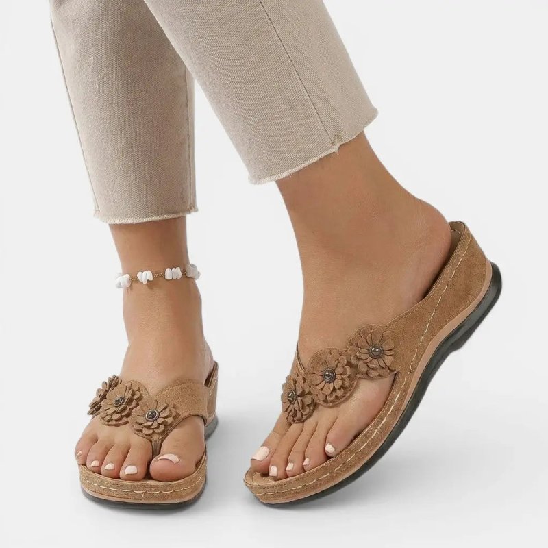Women's Leather Slip - On Sandals | Elegant Orthopedic Comfort Footwear - Velshara store
