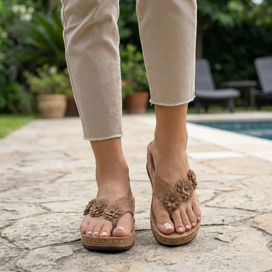 Women's Leather Slip - On Sandals | Elegant Orthopedic Comfort Footwear - Velshara store