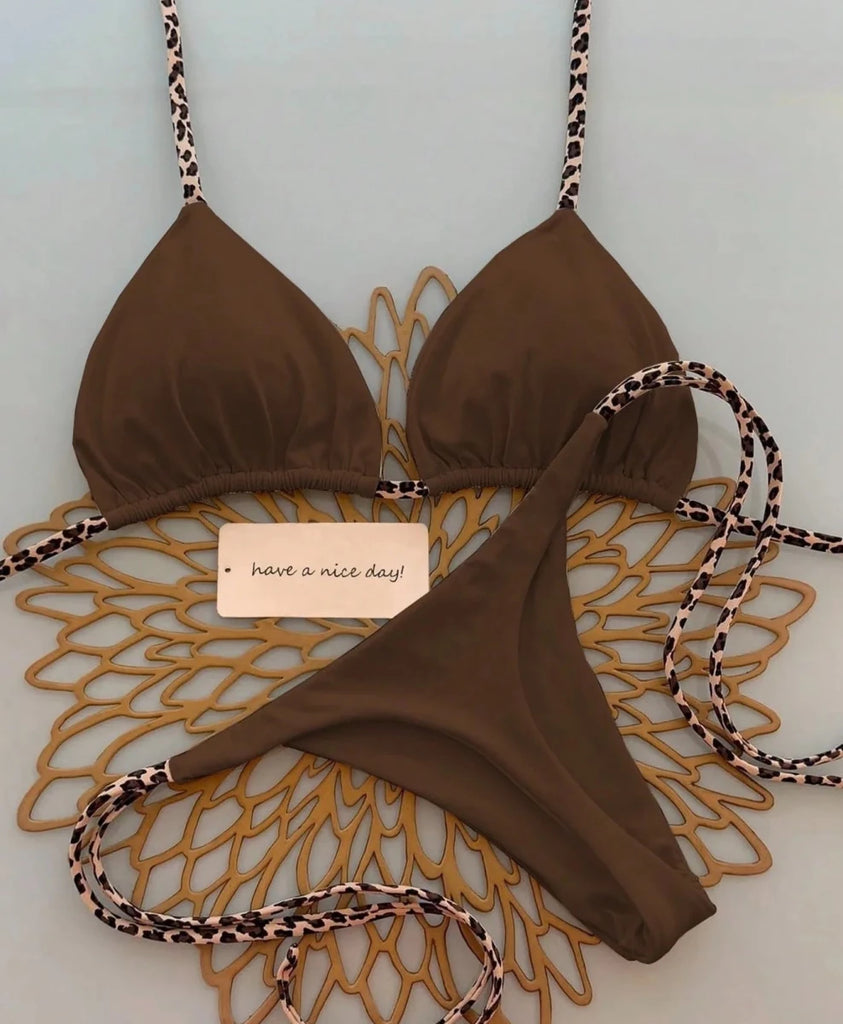 Women’s Leopard Print Bikini Set – Beach Vacation Swimwear - Velshara store