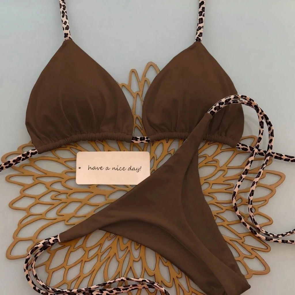 Women’s Leopard Print Bikini Set – Beach Vacation Swimwear - Velshara store