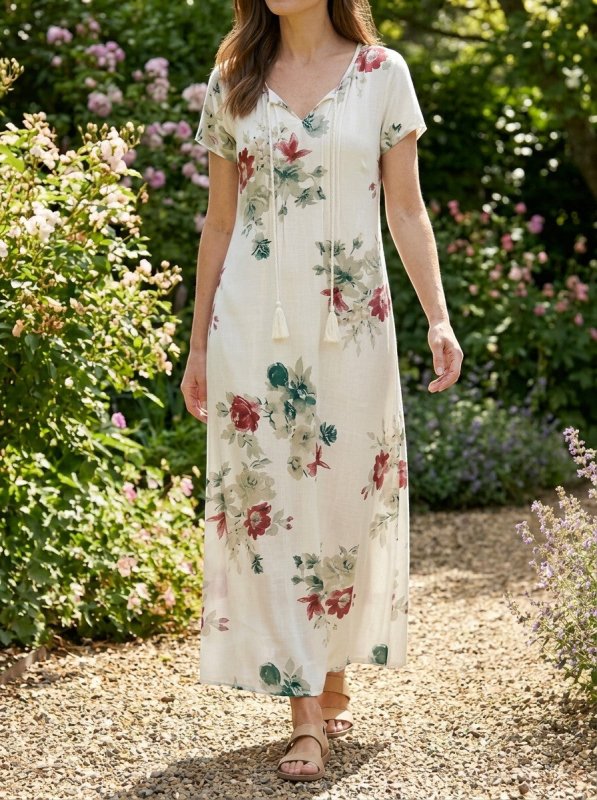Women's Light Airy Fabric Maxi Dress | Flattering Bohemian Summer Dress - Velshara store