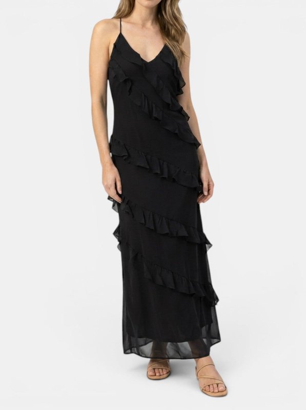 Women's Light Fabric Maxi Dress | Elegant Halter Neck Tiered Ruffles for Summer Events - Velshara store