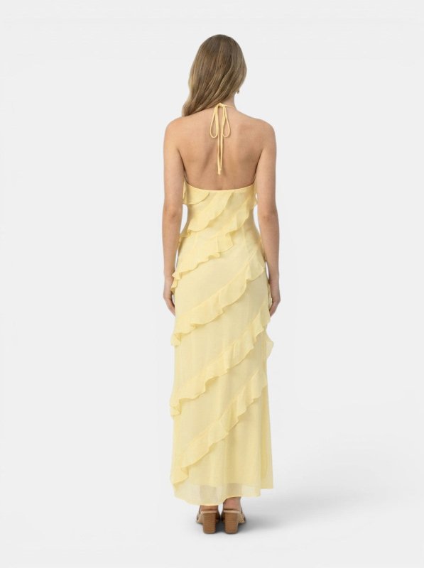 Women's Light Fabric Maxi Dress | Elegant Halter Neck Tiered Ruffles for Summer Events - Velshara store