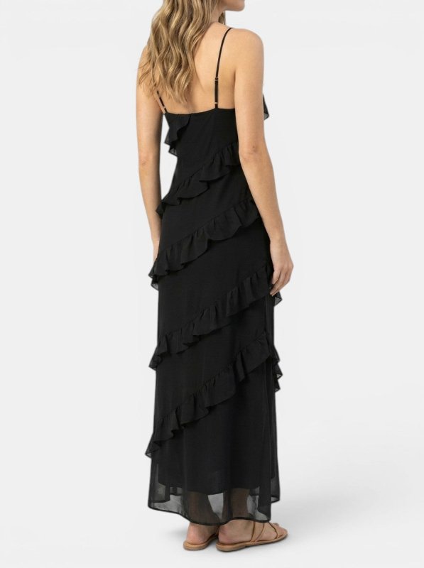 Women's Light Fabric Maxi Dress | Elegant Halter Neck Tiered Ruffles for Summer Events - Velshara store
