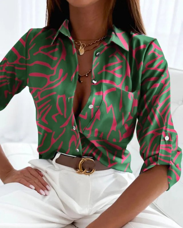 Women's Lightweight Artistic Print Blouse | Stylish Draped Summer Top - Velshara store
