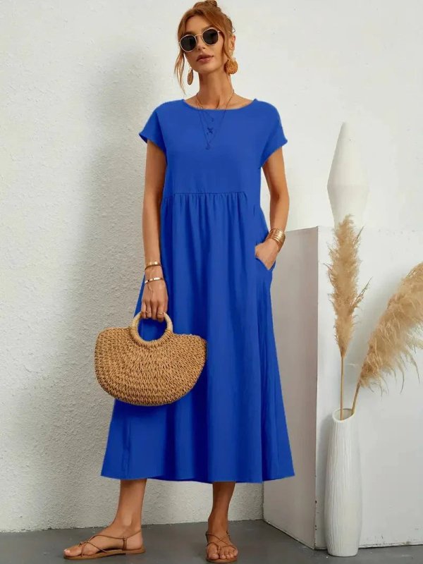 Women's Lightweight Cotton Summer Dress | Elegant Relaxed Fit with Refined Neckline - Velshara store