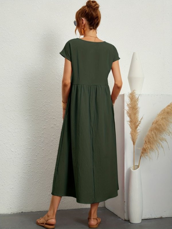 Women's Lightweight Cotton Summer Dress | Elegant Relaxed Fit with Refined Neckline - Velshara store