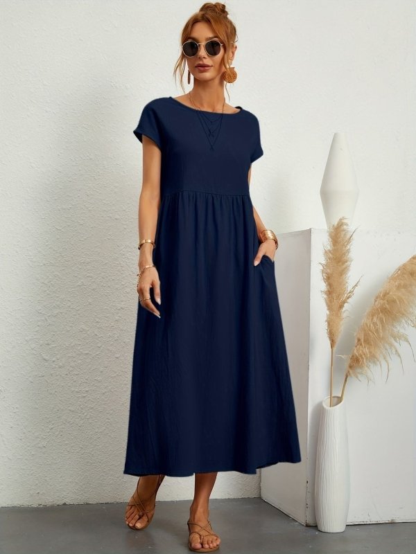 Women's Lightweight Cotton Summer Dress | Elegant Relaxed Fit with Refined Neckline - Velshara store