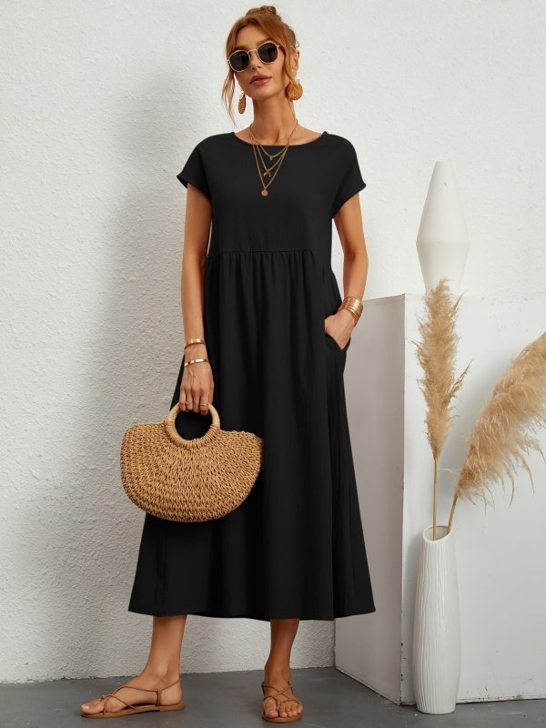 Women's Lightweight Cotton Summer Dress | Elegant Relaxed Fit with Refined Neckline - Velshara store