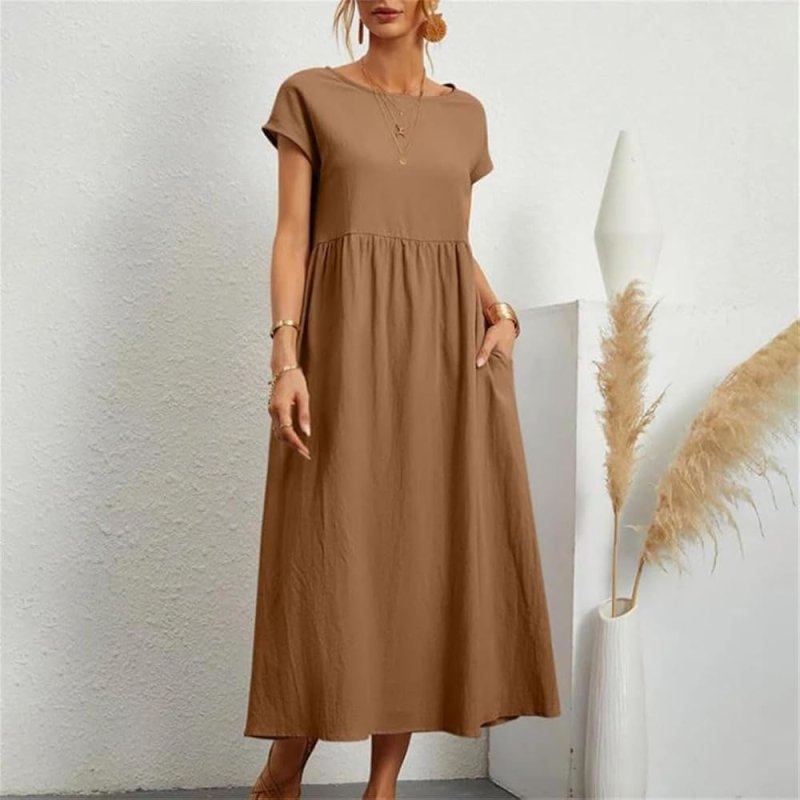 Women's Lightweight Cotton Summer Dress | Elegant Relaxed Fit with Refined Neckline - Velshara store