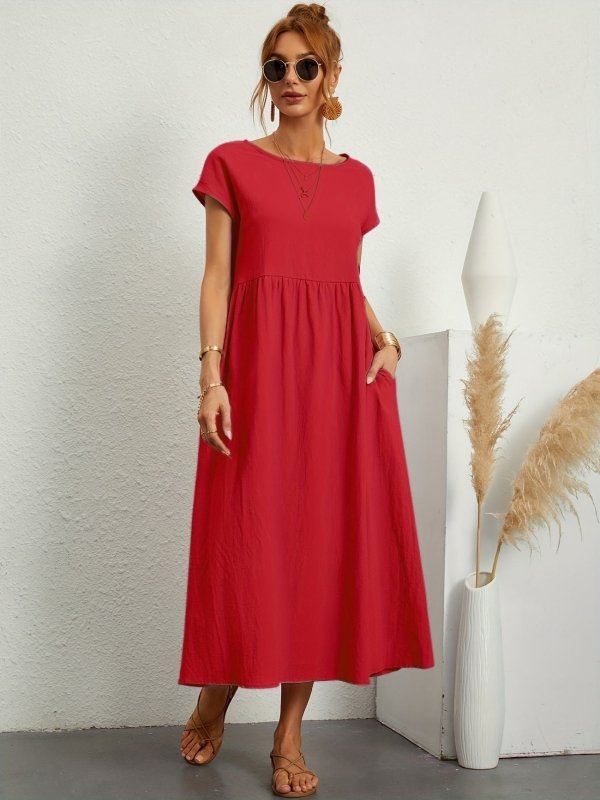Women's Lightweight Cotton Summer Dress | Elegant Relaxed Fit with Refined Neckline - Velshara store