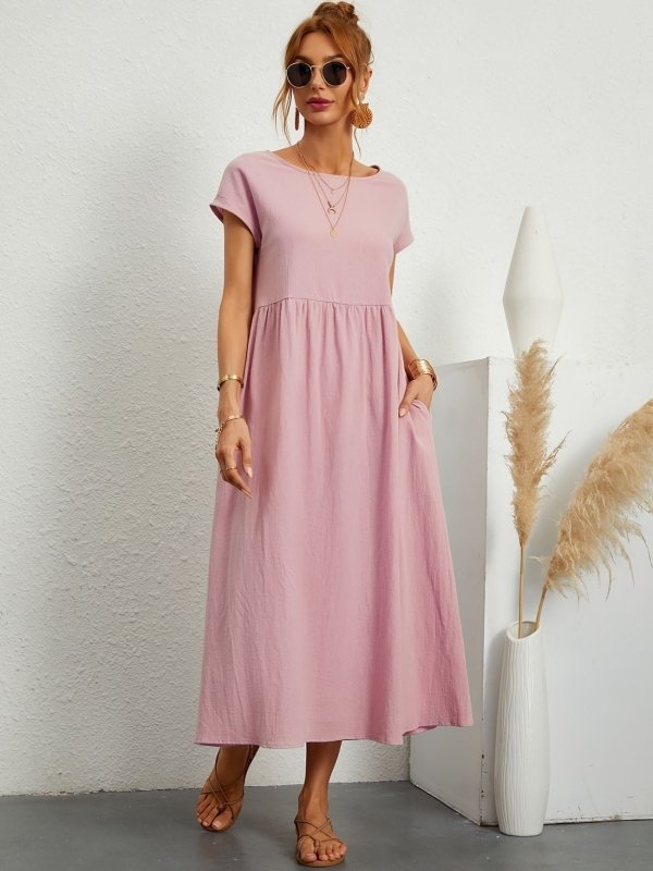 Women's Lightweight Cotton Summer Dress | Elegant Relaxed Fit with Refined Neckline - Velshara store
