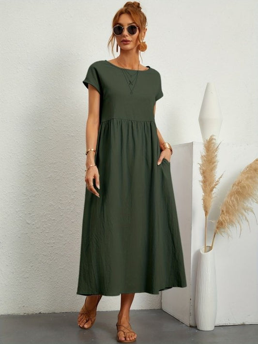 Women's Lightweight Cotton Summer Dress | Elegant Relaxed Fit with Refined Neckline - Velshara store