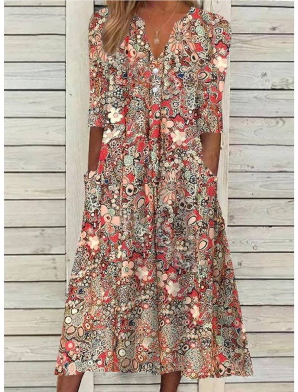 Women's Lightweight Cotton Summer Dress | Elegant V - Neck Maxi Dress - Velshara store