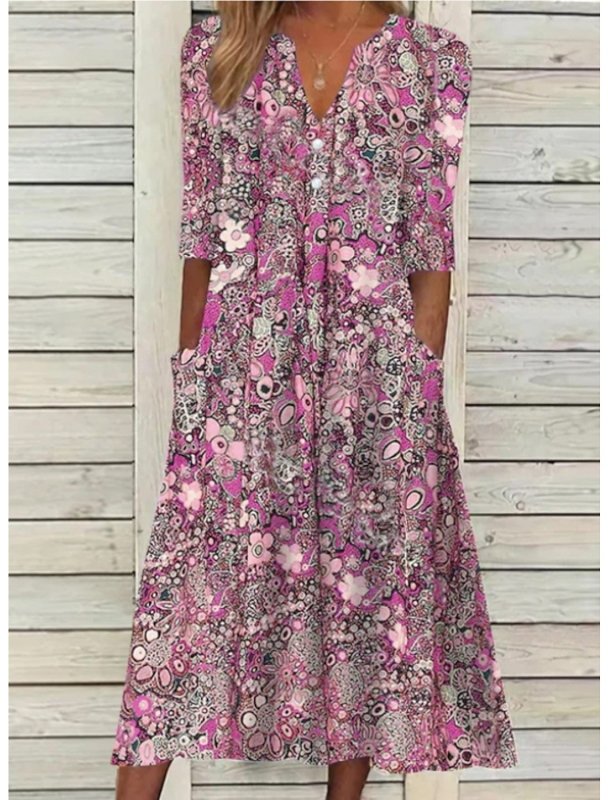 Women's Lightweight Cotton Summer Dress | Elegant V - Neck Maxi Dress - Velshara store