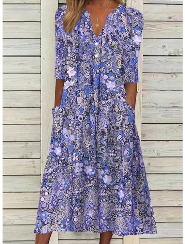 Women's Lightweight Cotton Summer Dress | Elegant V - Neck Maxi Dress - Velshara store