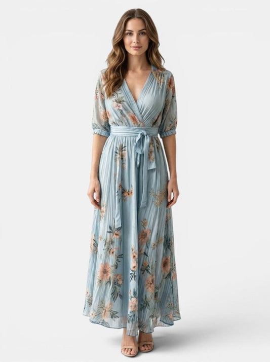 Women's Lightweight Fabric Midi Dress | Flowing V - Neck Summer Style - Velshara store