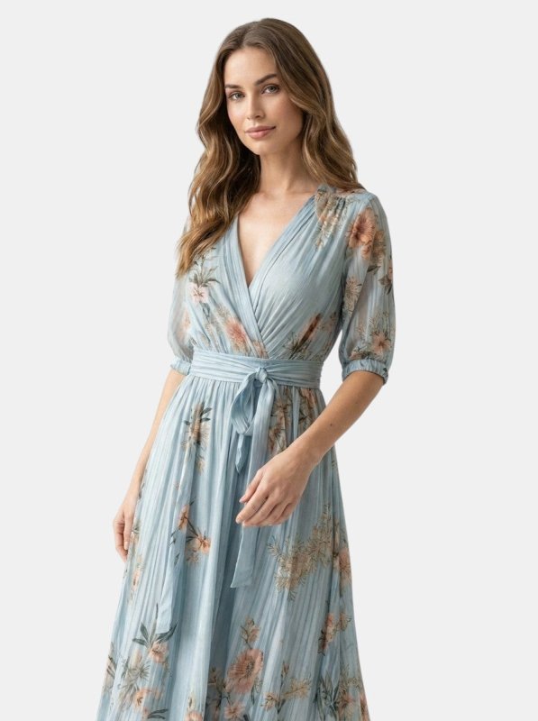 Women's Lightweight Fabric Midi Dress | Flowing V - Neck Summer Style - Velshara store