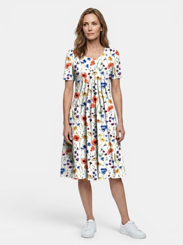 Women's Lightweight Floral Print Midi Dress | Flowy A - Line Summer Style - Velshara store