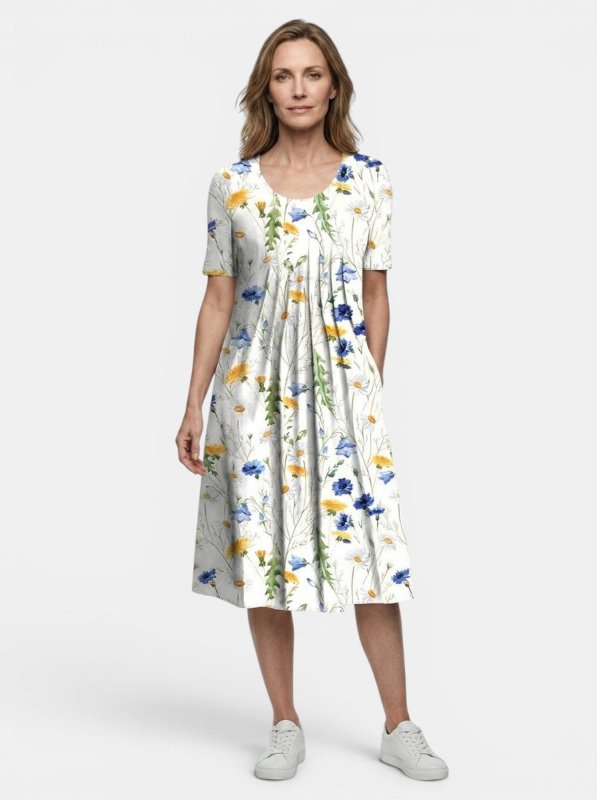 Women's Lightweight Floral Print Midi Dress | Flowy A - Line Summer Style - Velshara store
